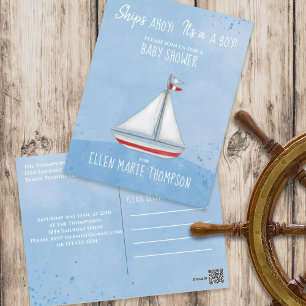 Baby Shower Frakt Ahoy.. Det är en simpel Nautical Vykort