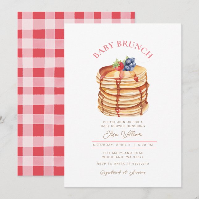 Baby Shower Fruit Pancake Brunch Inbjudningar (Fram/baksida)