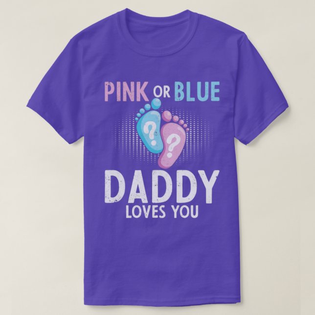 Baby Shower Future Pappa Rosa eller Blue Gender Re T Shirt (Design framsida)