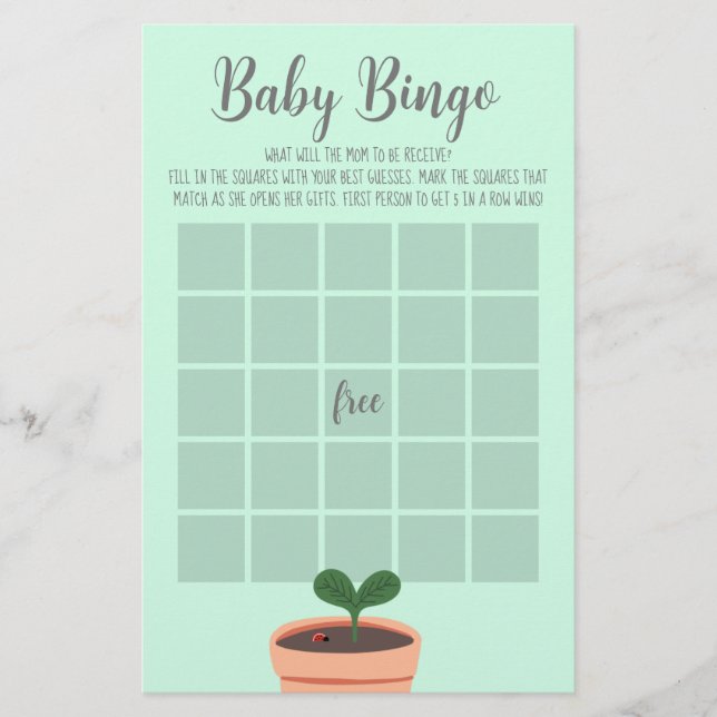 Baby Shower Game Baby Bingo Flyer (Framsidan)
