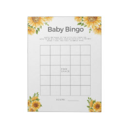 Baby Shower Game Baby Bingo Gult Solblommor Anteckningsblock