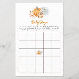 Baby Shower Game Bingo Little Pumpkin Fall Cute Flygblad