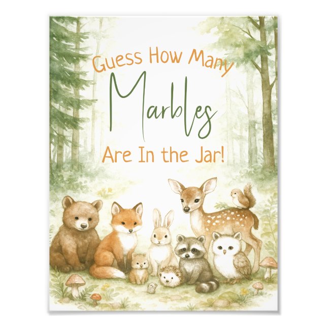 Baby Shower Game Cute Woodland Baby Animals Fototryck (Framsidan)