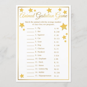 Baby Shower Game för Guld-stjärna från djurgestati Inbjudningar