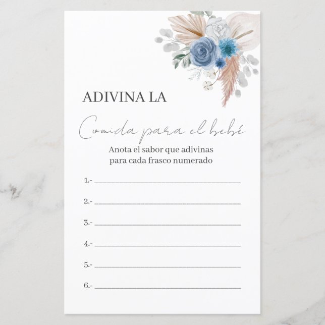 Baby Shower Game gissar mat (Framsida)