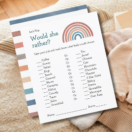 Baby Shower Game skulle hon hellre boho Rainbow
