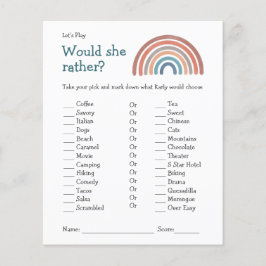 Baby Shower Game skulle hon hellre boho Rainbow