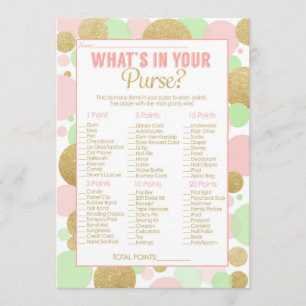 Baby Shower Game What's in your Purse Inbjudningar