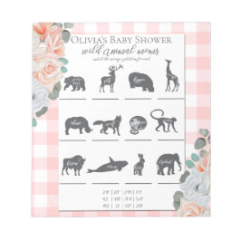 Baby Shower Games Coral Ro Gingham Anteckningsblock