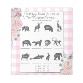Baby Shower Games Rosa ros Gingham Anteckningsblock