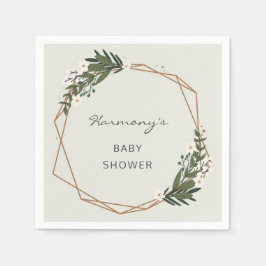 Baby Shower Gender Neutral Boho Geometric Greenery Pappersservett
