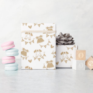Baby Shower Gender Neutral Brown and White Presentpapper