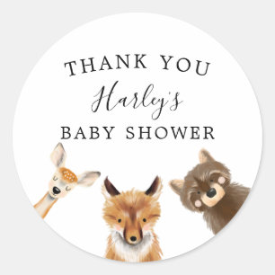 Baby Shower Gender Neutral Favor för Woodland Baby Runt Klistermärke