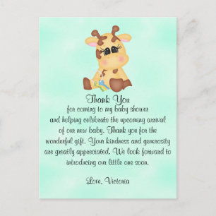 Baby Shower Gender Neutral Giraffe Vykort