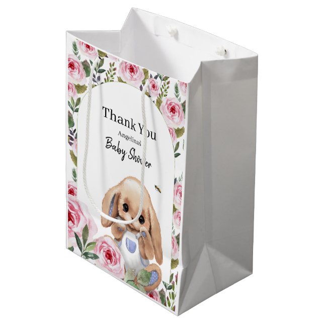 Baby Shower Gift Bag med söt design. (Framsidan Vinklad)