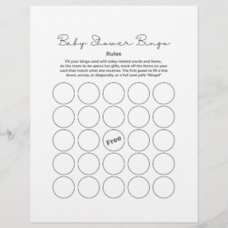 Baby Shower Gift Bingo Game Brevhuvud