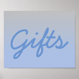 Baby Shower Gift Bord Poster Ombre Blue Silver