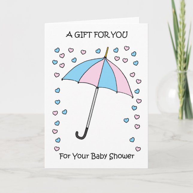 Baby Shower Gift Confetti och Umbrella Tack Kort (Framsida)