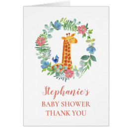Baby Shower Giraffe Blommigt WAN Tack OBS Kort