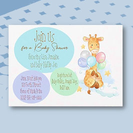 Baby Shower Giraffe Flat Inbjudningar