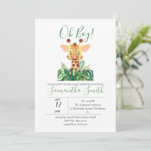 Baby Shower Giraffe Jungle Watercolor Inbjudningar