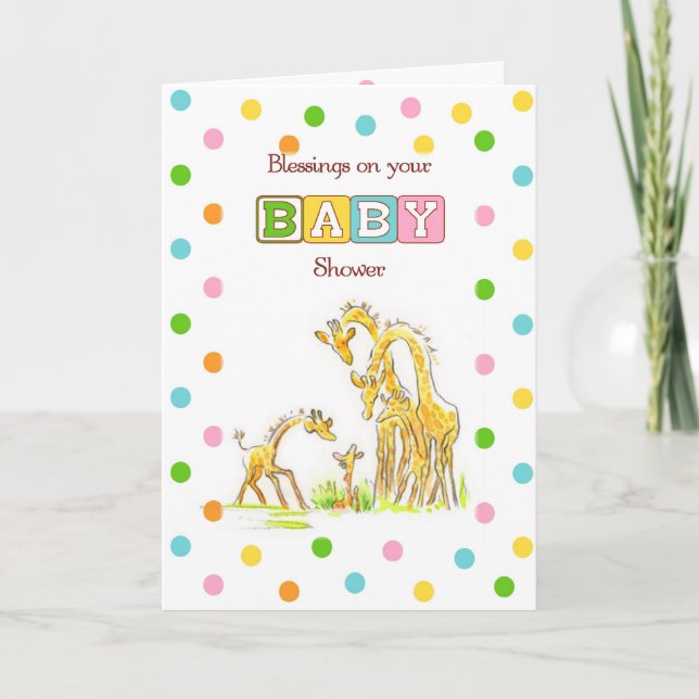 Baby Shower Giraffe Religiösa Inbjudan (Framsida)