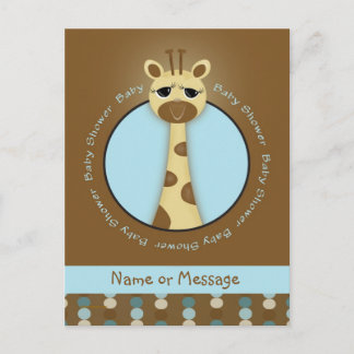 Baby Shower Giraffe-vykort Inbjudan Vykort