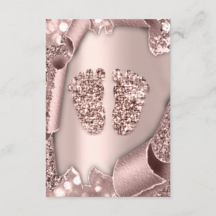 Baby Shower Girl Boy Feet Glam Ro Guld 3D Effec Inbjudningar
