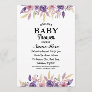 Baby Shower Girl Boy Gender Reveal Blommigt Inbjud Inbjudningar
