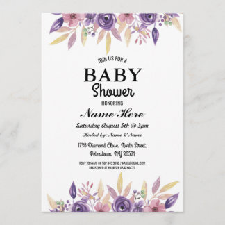 Baby Shower Girl Boy Gender Reveal Blommigt Inbjud Inbjudningar