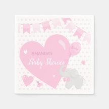 Baby Shower Girl Elephant Balloon Pappersservett