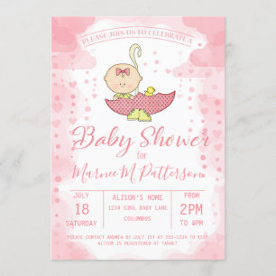 Baby Shower Girl i Paraplla-inbjudan Inbjudningar