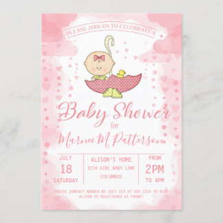 Baby Shower Girl i Paraplla-inbjudan Inbjudningar