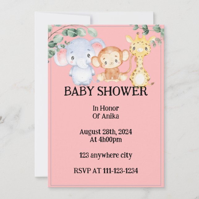 BABY SHOWER GIRL-INBJUDANDE INBJUDNINGAR (Framsida)