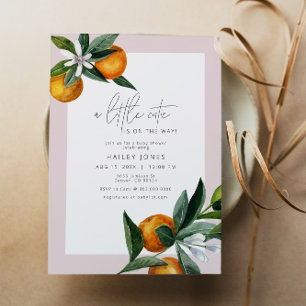 Baby Shower Girl Little Cutie Citrus Orange Fruit Inbjudningar
