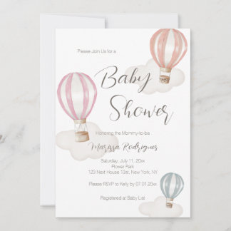 Baby Shower Girl Luftballongs Pastel Färg Inbjudningar