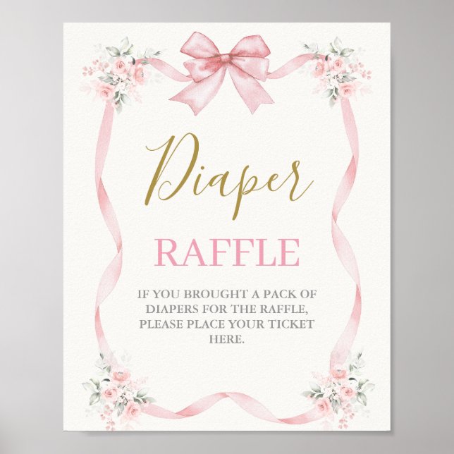 Baby Shower Girl med båge Poster (Framsidan)