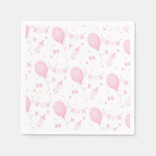 Baby Shower Girl-Pappersservett med ballonger Pappersservett
