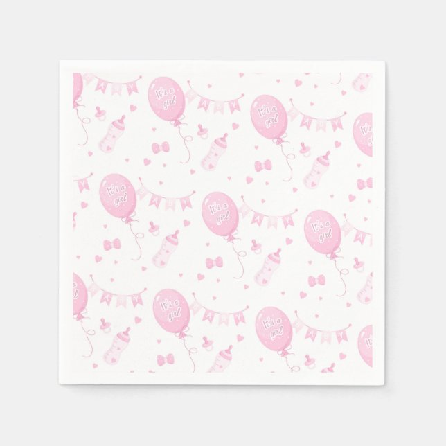 Baby Shower Girl-Pappersservett med ballonger Pappersservett (Framsidan)