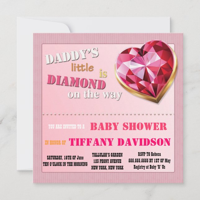 Baby Shower GIRL Pappor Little Diamond-inbjudan Inbjudningar (Framsida)