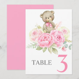 Baby Shower Girl Pink BearTable sign Inbjudningar