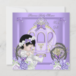 Baby Shower Girl Princess Carriage Lavender Inbjudningar