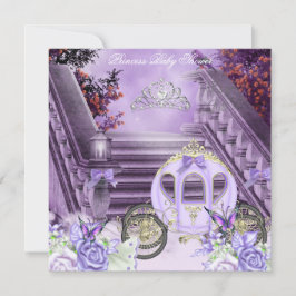 Baby Shower Girl Princess Carriage Lavender Inbjudningar