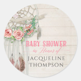 Baby Shower Girl Ro BOHO Bohemian Dream Catcher Runt Klistermärke