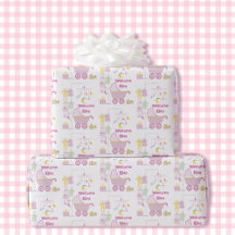 Baby Shower Girl Rosa Bassinet Add Namn & Text
