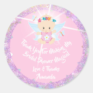 Baby Shower Girl Rosa Glitter Princess Runt Klistermärke