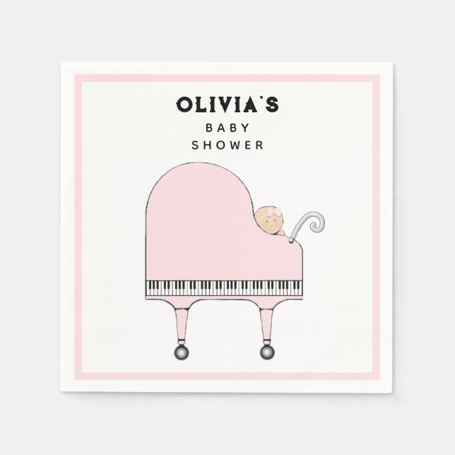 Baby Shower Girl Rosa Pappersservett (Framsidan)