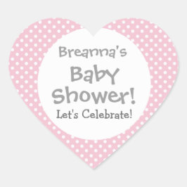 Baby Shower GIRL Rosa Polka Dot Mönster V3a Hjärtformat Klistermärke