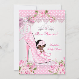 Baby Shower Girl Rosa ros Polka dots Högklackar A Inbjudningar