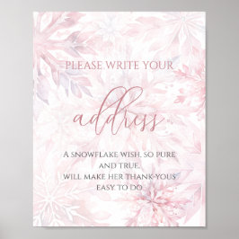 Baby Shower Girl Rosa Snowflake Adress Poster
